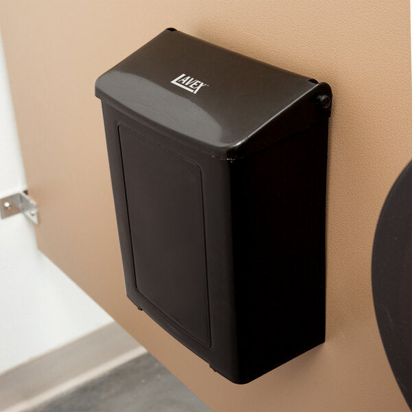 Black Plastic Wall-Mount Sanitary Napkin Receptacle