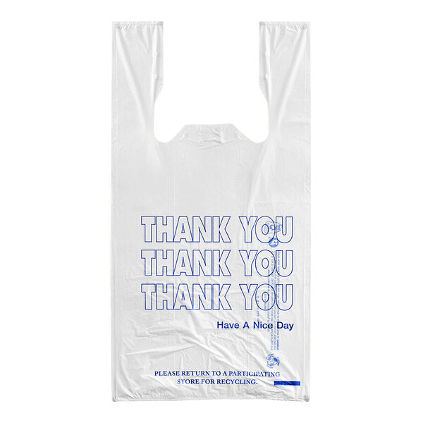 1/6 Size White "Thank You" Standard-Duty T-Shirt Bag