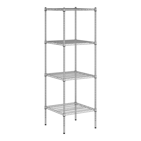 24" Wide NSF Chrome Wire 4-Shelf Kit with 74" Posts