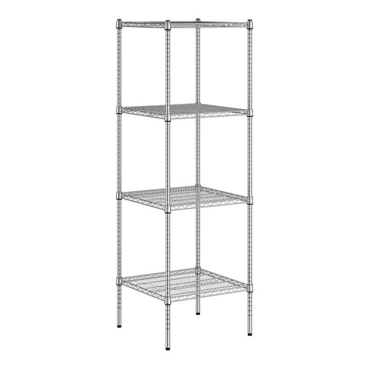 24" Wide NSF Chrome Wire 4-Shelf Kit with 74" Posts