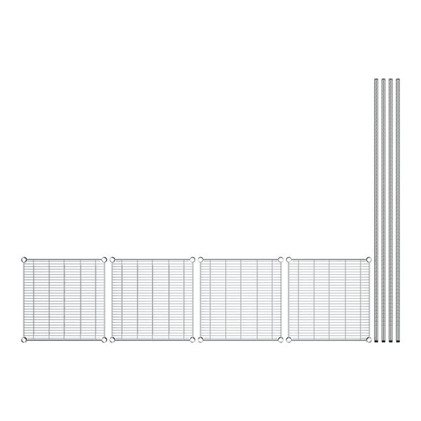 24" Wide NSF Chrome Wire 4-Shelf Kit with 74" Posts