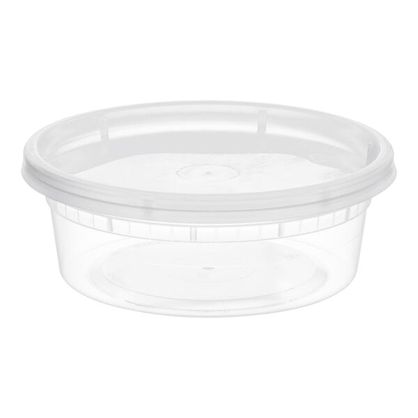 8 oz. Microwavable Translucent Plastic Deli Container and Lid Combo Pack