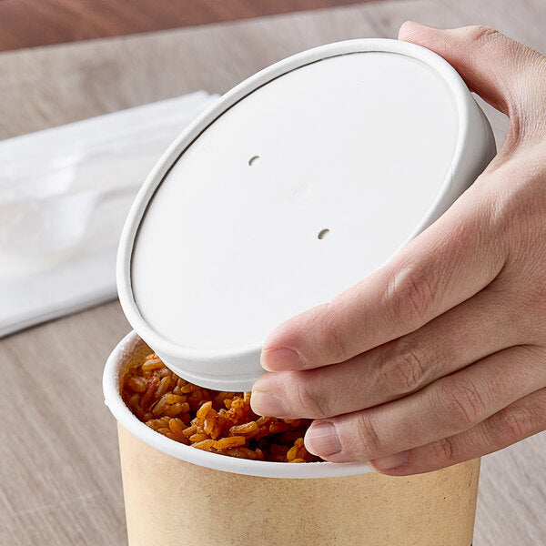 32 oz. White Paper Soup / Hot Food Cup Vented Lid