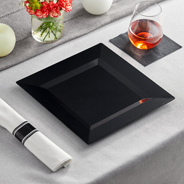Florence 10" Square Black Plastic Plate