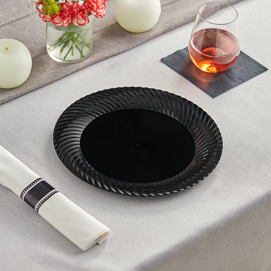 Wave 10" Black Plastic Plate