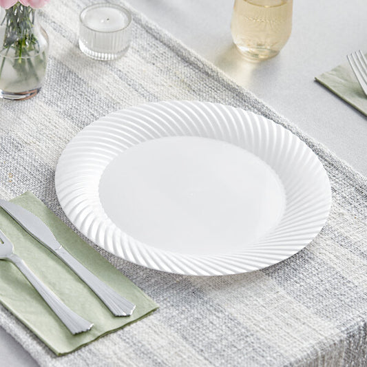 Wave 10" White Plastic Plate