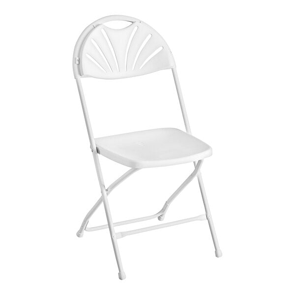 White Plastic Fan Back Folding Chair