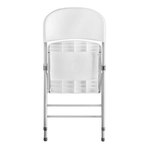 White Contoured Injection Molded Folding Chair with Gray Frame