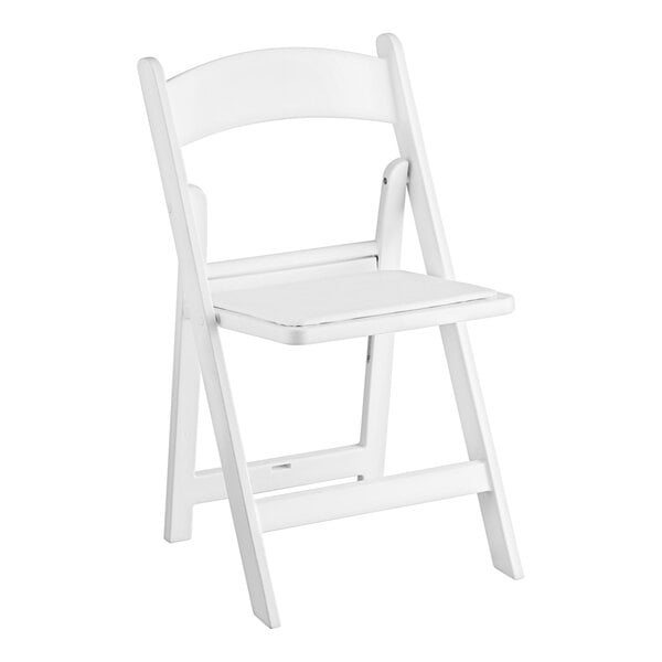 White Resin Folding Chair with Vinyl Seat