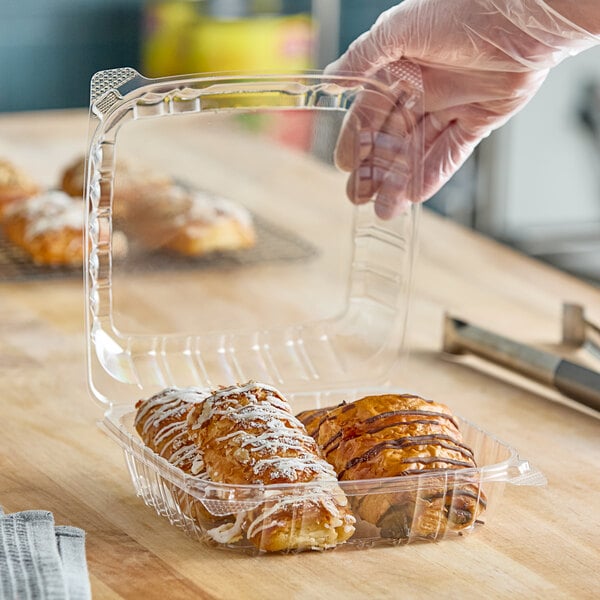 Hinged Lid Plastic Container 8 1/4" x 8 1/4" x 3"