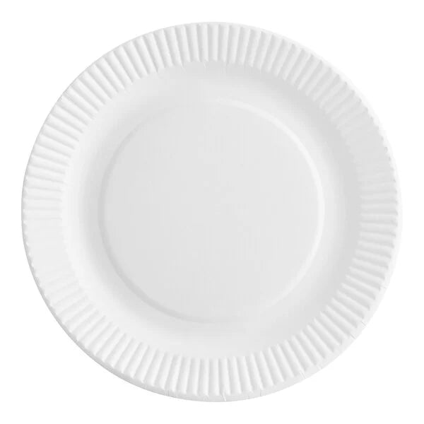 6" White Uncoated Paper Plate