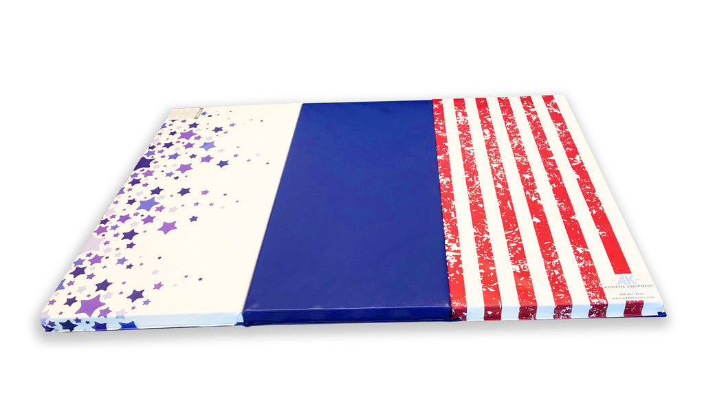 RED WHITE AND BLUE 4' X 6' X 2" INTERMEDIATE LEVEL FOLDING GYMNASTICS MAT