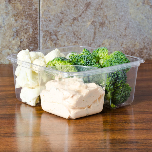 2-Compartment Clear PLA Compostable Container / Nacho Tray