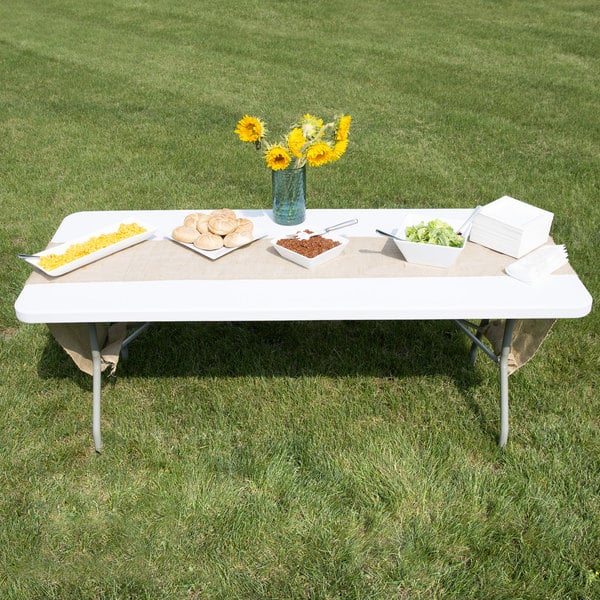 30" x 72" Heavy-Duty Granite White Plastic Folding Table