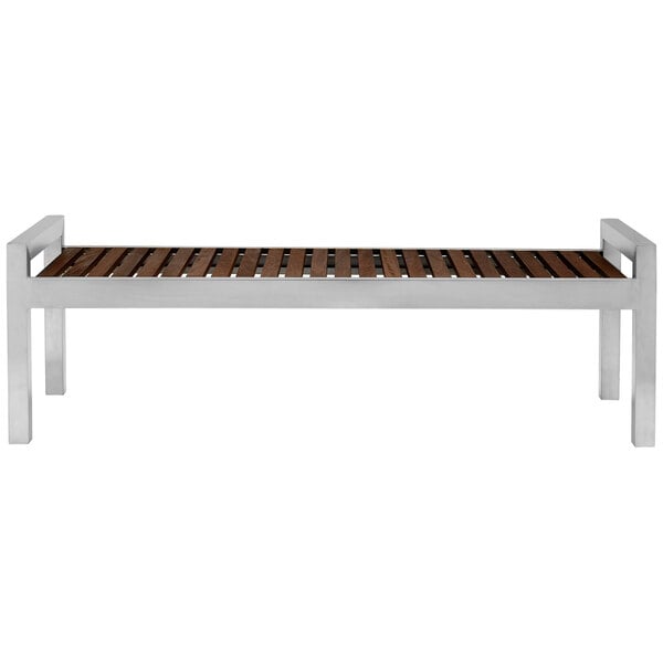 5' Espresso Wood and Stainless Steel Indoor / Outdoor Bench