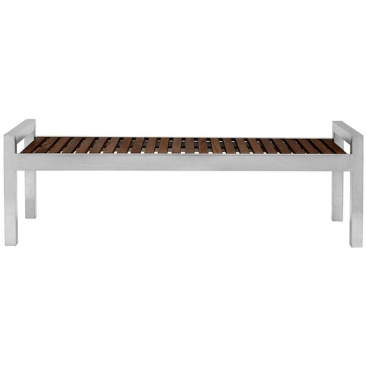 5' Espresso Wood and Stainless Steel Indoor / Outdoor Bench