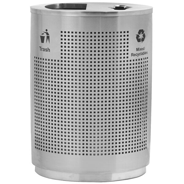 40 Gallon Round Grand Recycler Stainless Steel Trash / Recycling Receptacle