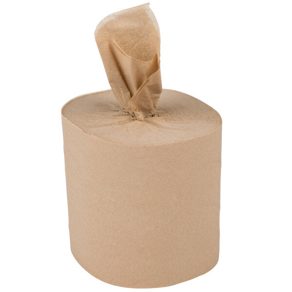 2-Ply Brown Natural Kraft Coreless Center Pull Paper Towel 500' Roll - 6/Case