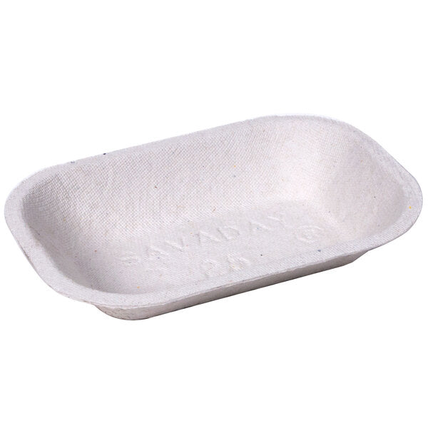 5" x 3 1/2" Molded Fiber / Pulp Rectangular Food Tray