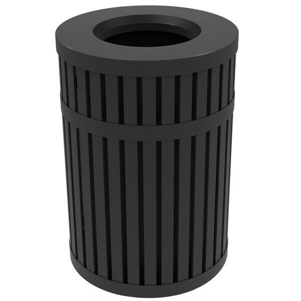 45 Gallon Black Steel Outdoor Round Trash Receptacle