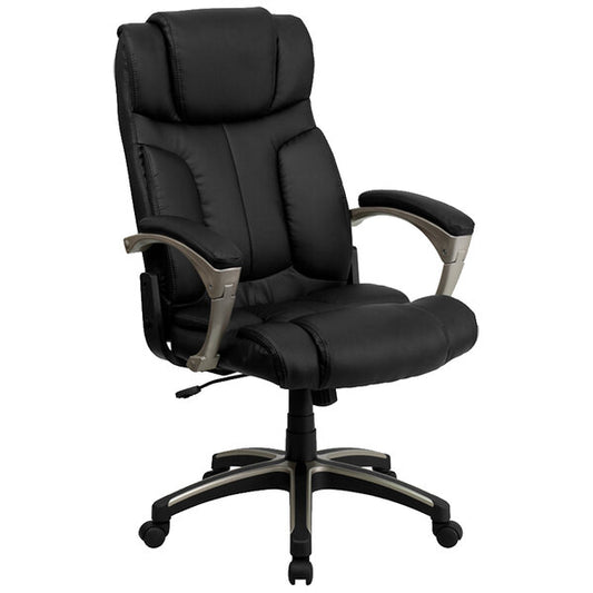 Folding Black Leather Executive Office Chair