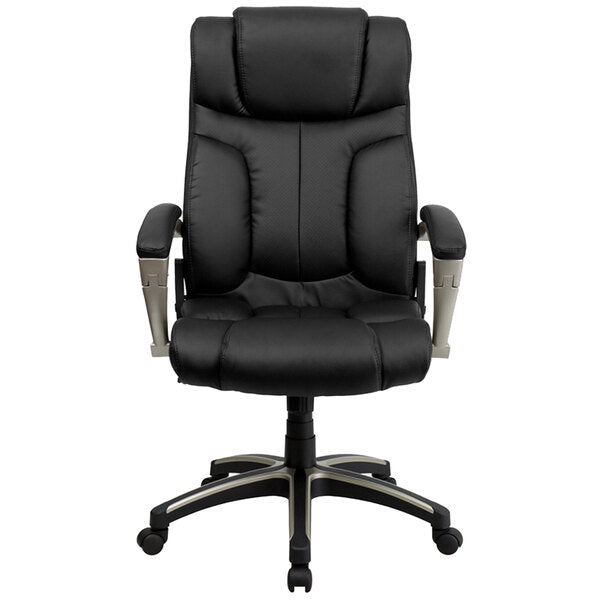 Folding Black Leather Executive Office Chair