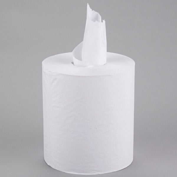 1-Ply White Center Pull Paper Towel 900' Roll - 6/Case