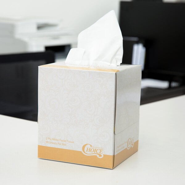 90 Sheet 2-Ply Facial Tissue Cube - 36/Case