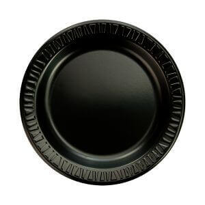 9" Black Laminated Round Foam Plate