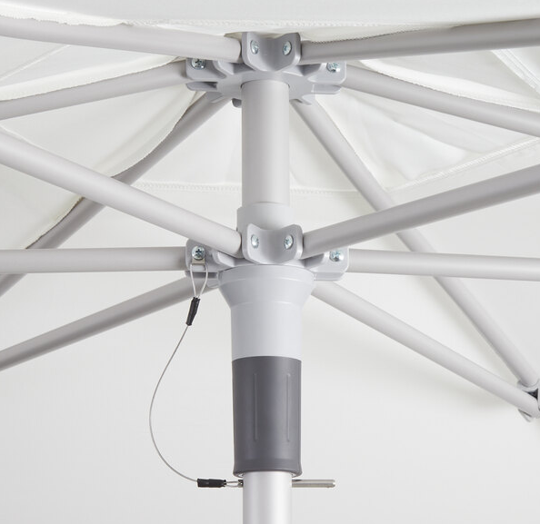 9' White Push Lift Aluminum Umbrella
