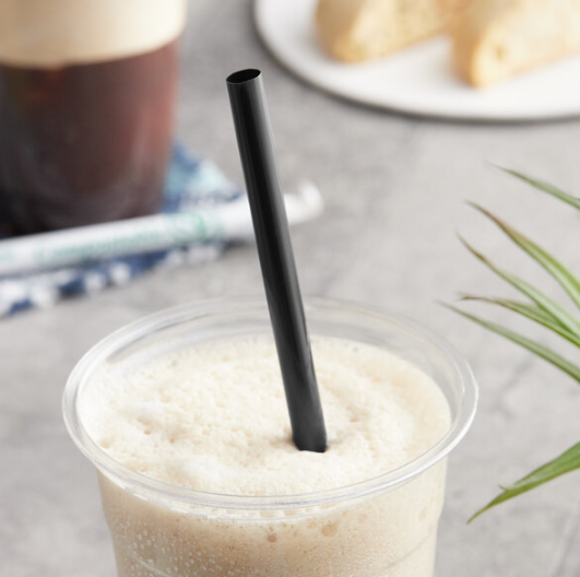 7 3/4" Black Giant Compostable Wrapped PLA Straw