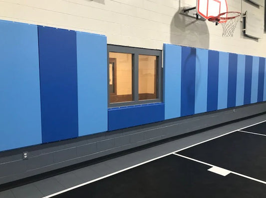 CUSTOM WOOD BACKED GYM WALL PADDING PANELS 2' X 6'