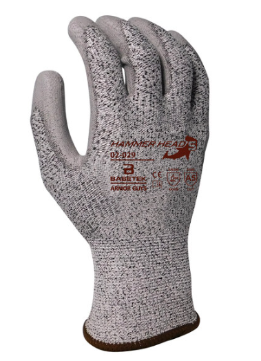 Level A5 HDPE Gloves with Gray Polyurethane Palm Coating