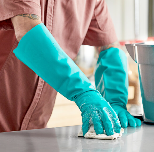 18" Green 22 Mil Unlined Nitrile Gloves - 12/Pack