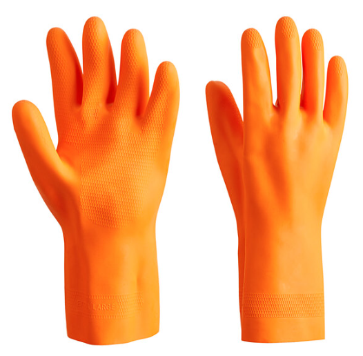 12" Orange 28 Mil Neoprene / Latex Gloves with Flock Lining - 12/Pack