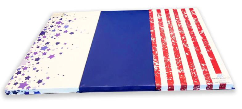 RED WHITE AND BLUE 4' X 6' X 2" INTERMEDIATE LEVEL FOLDING GYMNASTICS MAT