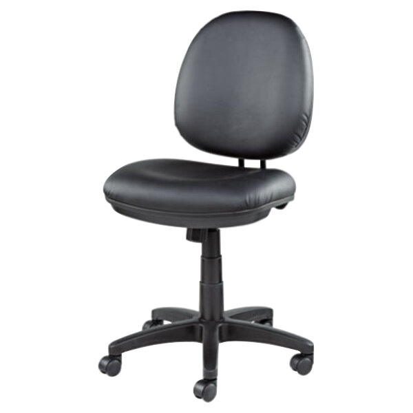 Interval Black Leather Office Chair with Black Swivel Nylon Base