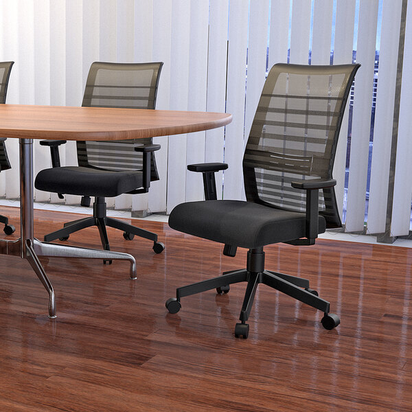 Black Mesh Task Chair with Synchro-Tilt Mechanism