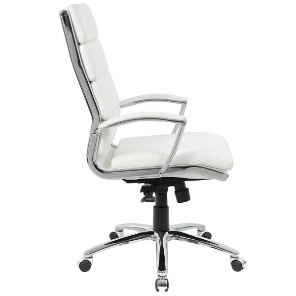 White CaressoftPlus Executive Chair with Metal Chrome Finish