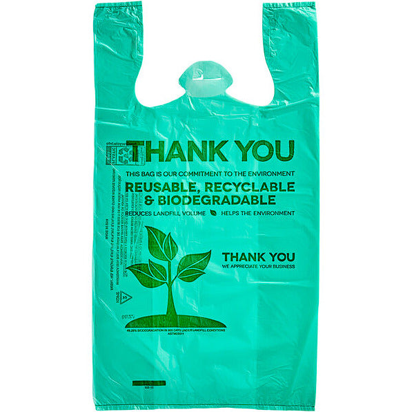 Biodegradable Standard-Duty Plastic T-Shirt Bag - 1/6 Size